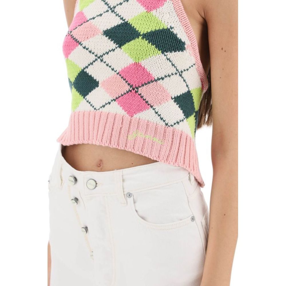 Ganni Knit Cropped Top With Halterneck - Picture 4 of 4